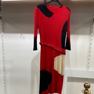 STYLEWE Red and Black Long Sleeve Dress
